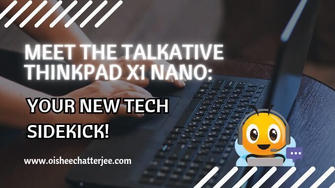 The image describes the topic is about a talkative laptop