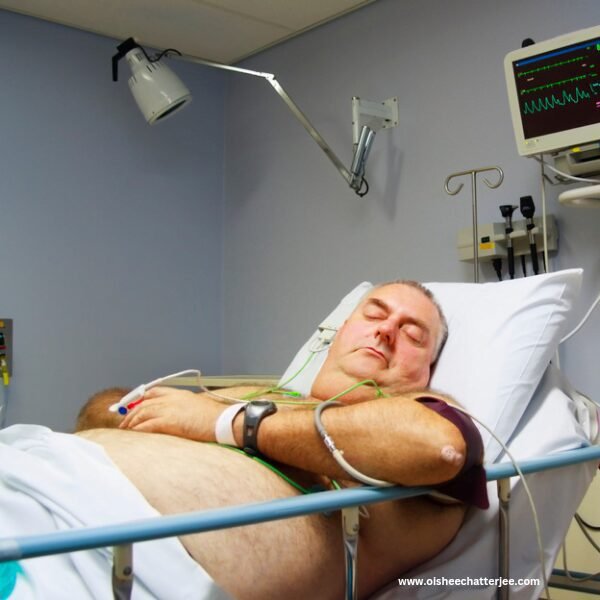 A man being treated at the hospital due to artrial fibrillation