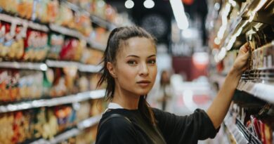 The image shows that the blog is about a woman in a grocery store