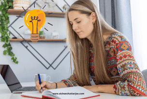 Image of a woman learning something with full focus