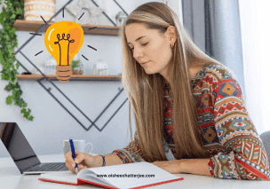 Image of a woman learning something with full focus